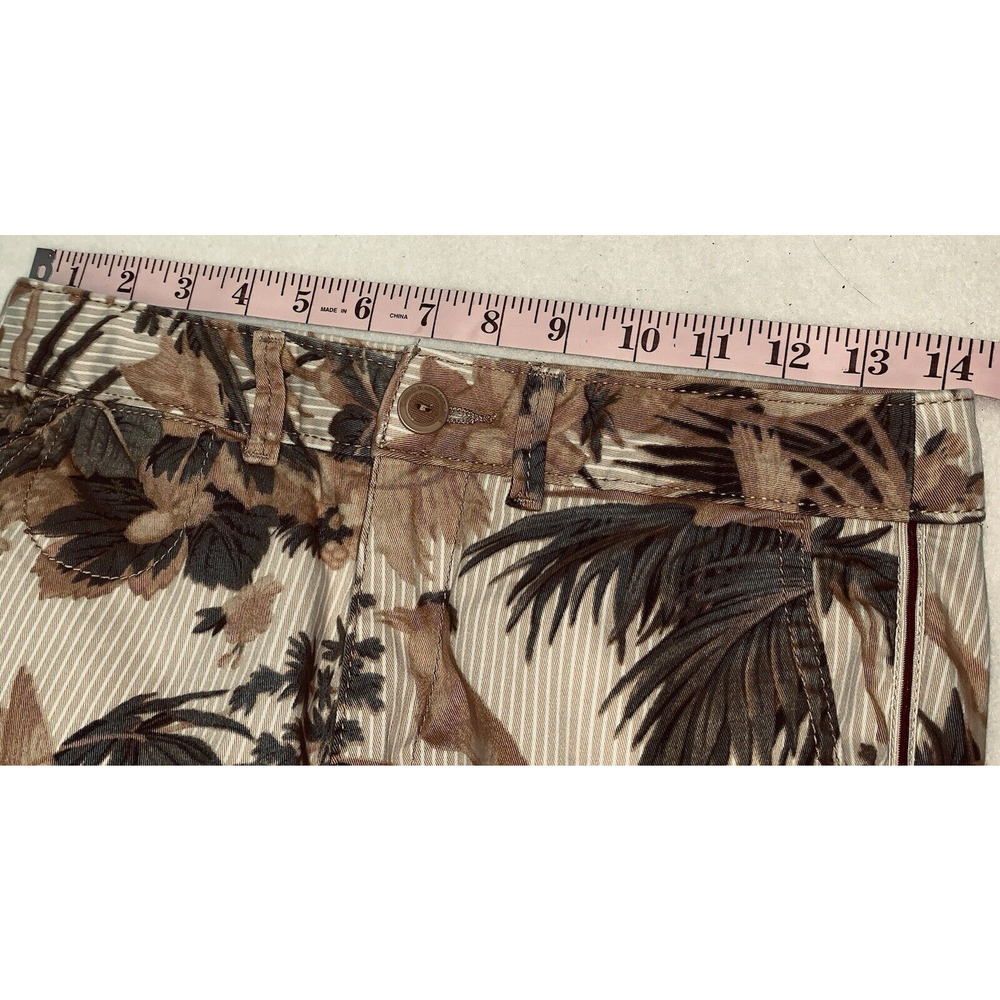 25P Chino by Anthropologie Tropical Bird Pants Dress Stripe Tan Relaxed Stretch - Picture 12 of 16